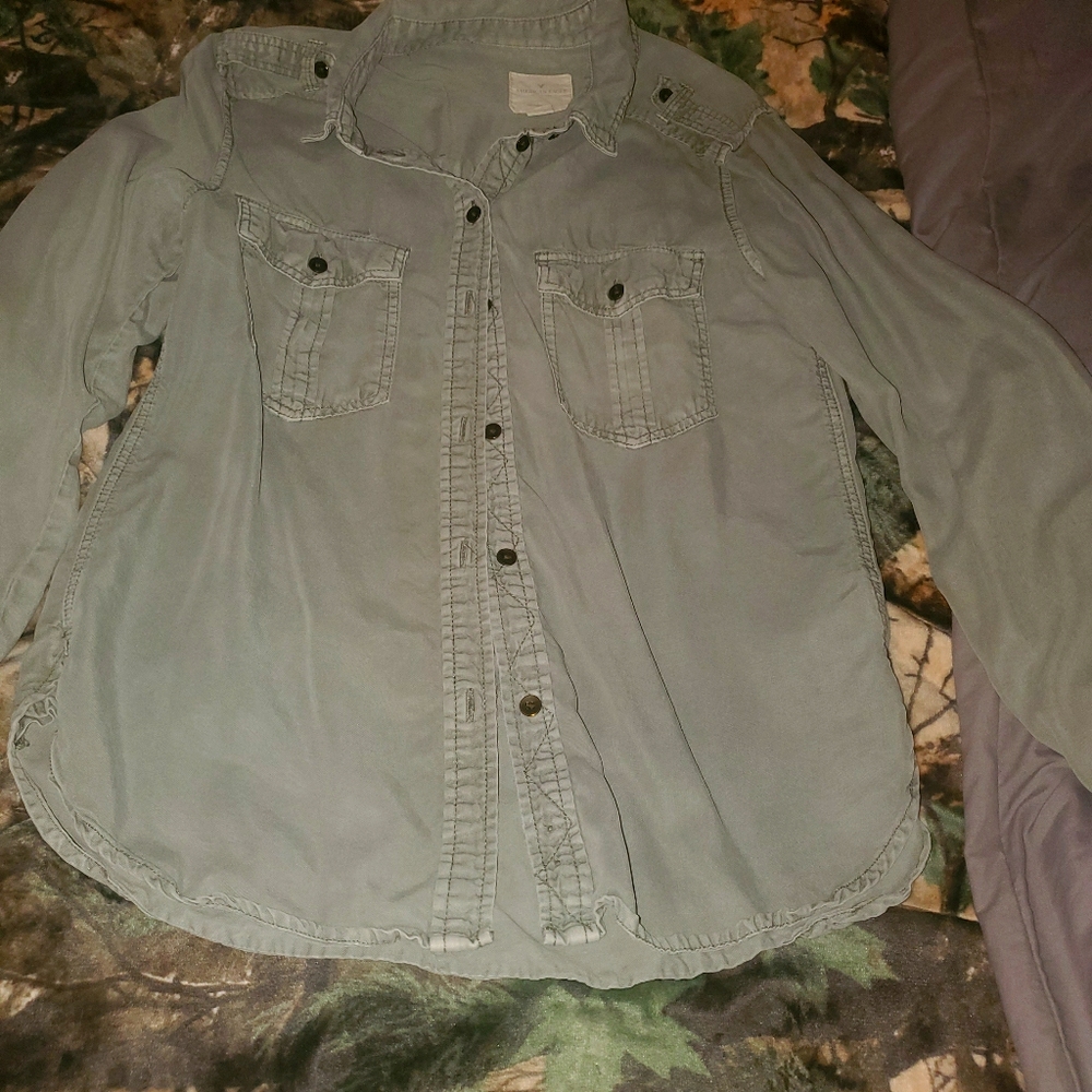 Army green button up